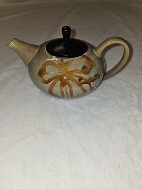 Pier 1 KIOKO Handpainted Stoneware Teapot with Black Lid